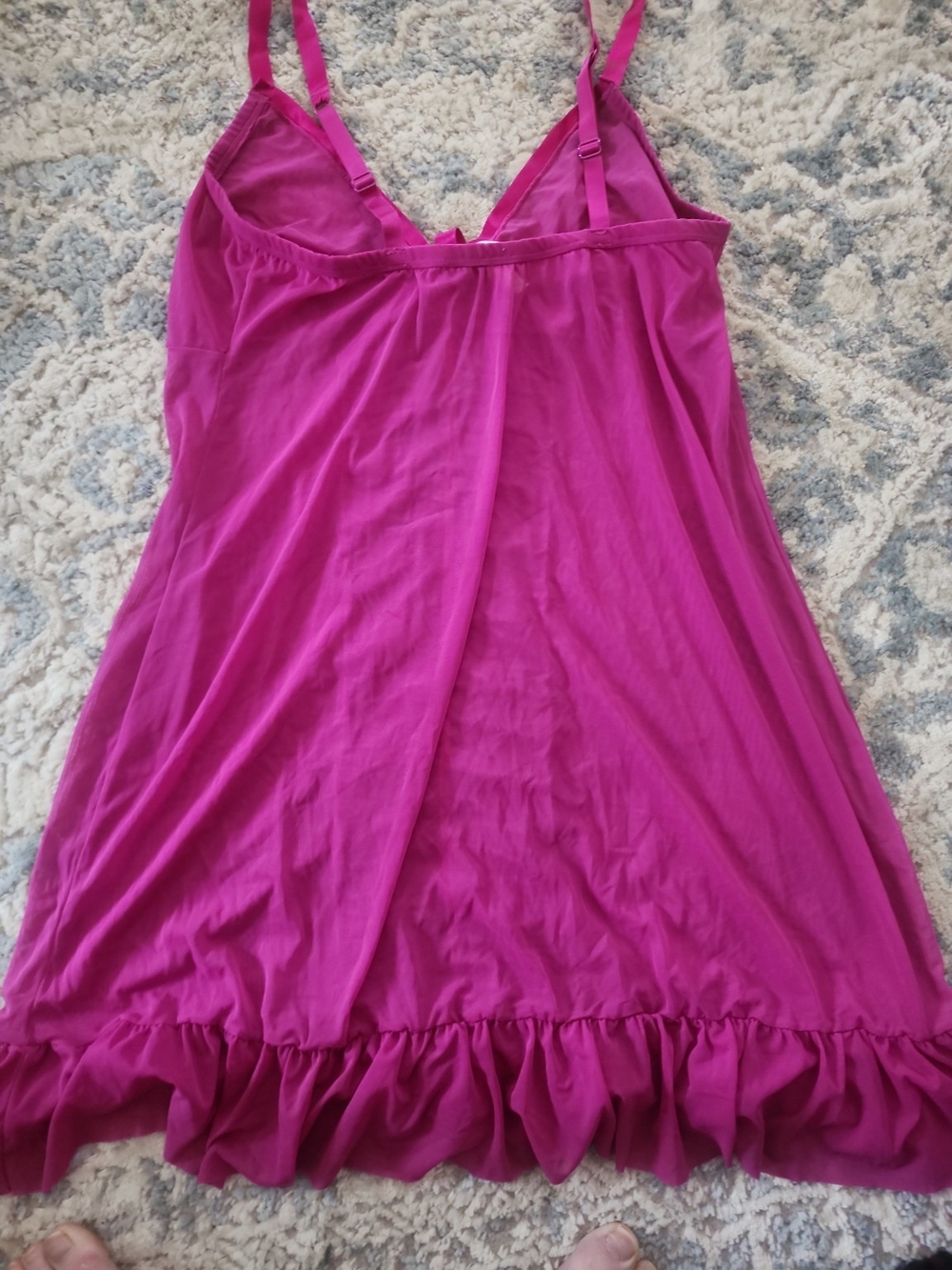 Cacique Magenta Ruched Front Ruffle Chemise - Picture 7 of 7